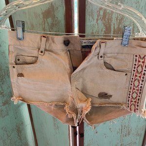 Zara Women's Khaki Aztec cutoff shorts size 02